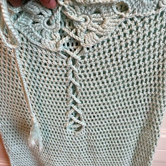 Revolve Tularosa Coverup Womens L The Izzy Crochet Mint Green Mermaid Mini Dress - Picture 6 of 10